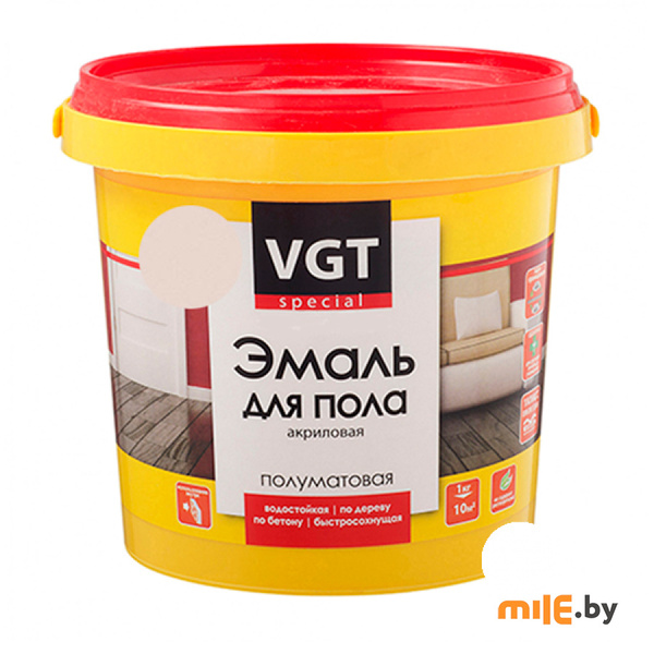 Эмаль VGT ВД-АК-1179 для пола Профи полуматовая 1 кг (белый)