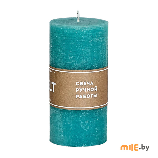 Свеча-столбик Melt декоративная (15x7,5 см) бирюзовая