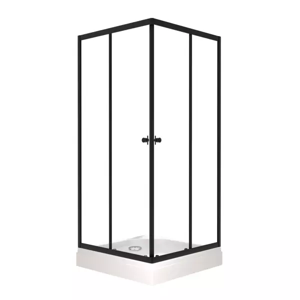 Душевой уголок Saniteco SNT-802 Cube 90х90 с поддоном (черный, прозрач