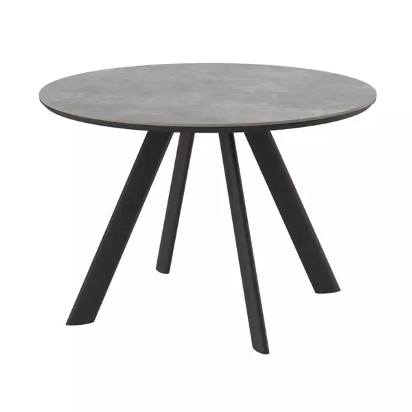 Стол Mamadoma Rondy-116 Dolmen Grey Premium CER/Черный круглый нераздв