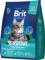 Сухой корм для кошек Брит Premium Cat Sensitive с ягненком и индейкой 