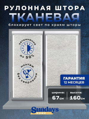 Рулонная штора кассетная Sundays Home UNI-2 LM 165-04 67x160