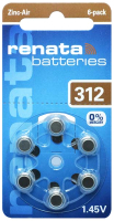 Комплект батареек Renata ZA-312 BL-6 1.4V