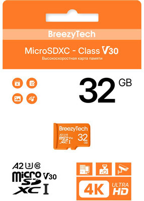 Карта памяти BreezyTech Ultra microSD 32GB Class 10/A2/V30