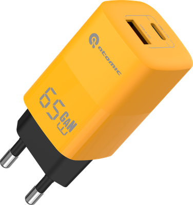 Зарядное устройство сетевое Atomic UniQ G651 GAN 65W USB A+C с кабелем