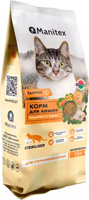 Сухой корм для кошек Manitex Sterilised Индейка и тыква