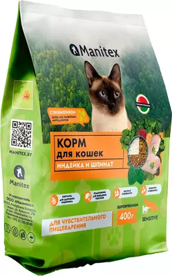 Сухой корм для кошек Manitex Sensitive Для взрослых c чувс. пищ. индей