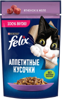 Влажный корм для кошек Felix Аппетитные кусочки с ягненком в желе