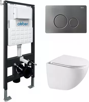 Унитаз подвесной с инсталляцией Abber Bequem AC1131TC-AC0105-AC0121NG