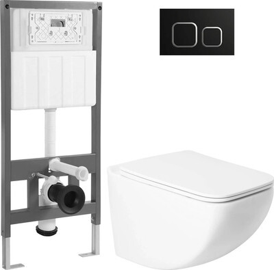 Унитаз подвесной с инсталляцией Saniteco KW-99048 + 501 + K02-B