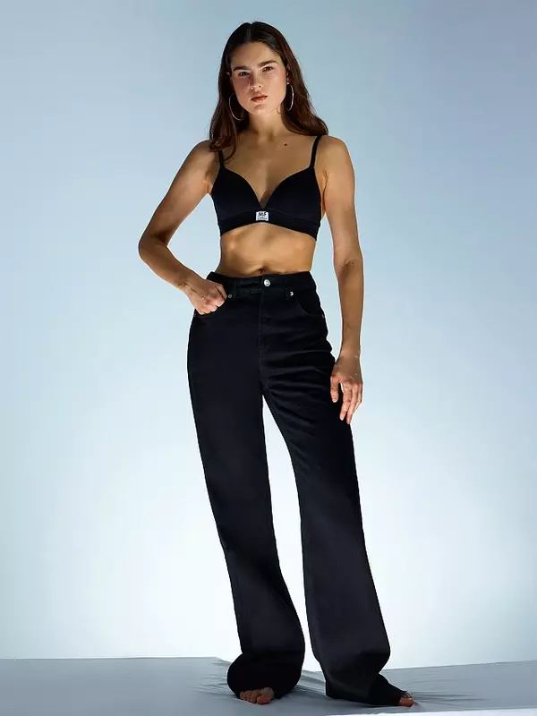 Джинсы женские wide leg fit черные