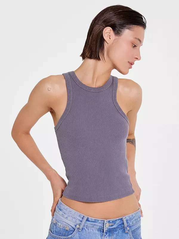 Топ женский серый из рибаны