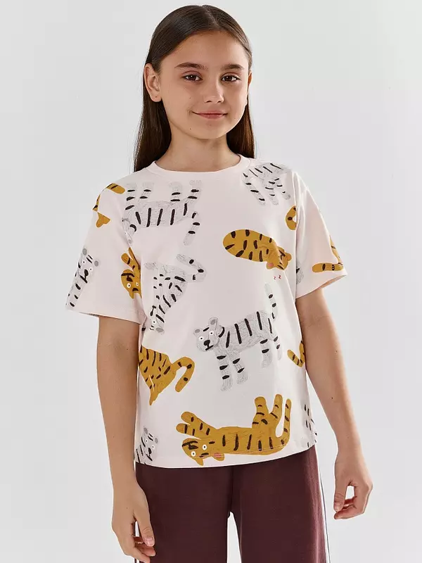 Футболка для девочек розовая с принтом Mark Formelle