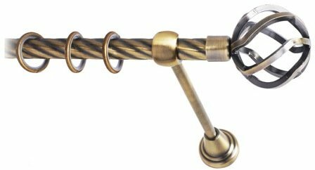 Карниз для штор Lm Decor Булава (антик, витая, 3.6м 25мм, 1 ряд)