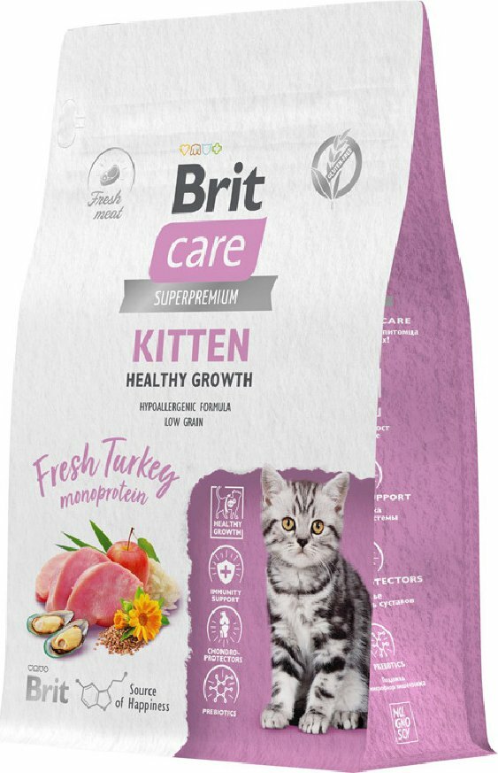Сухой корм для кошек Brit care Superpremium Kitten с индейкой для котя