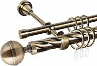 Карниз для штор АС ФОРОС Grace D25К/16Г + наконечники Шар большой (1.8