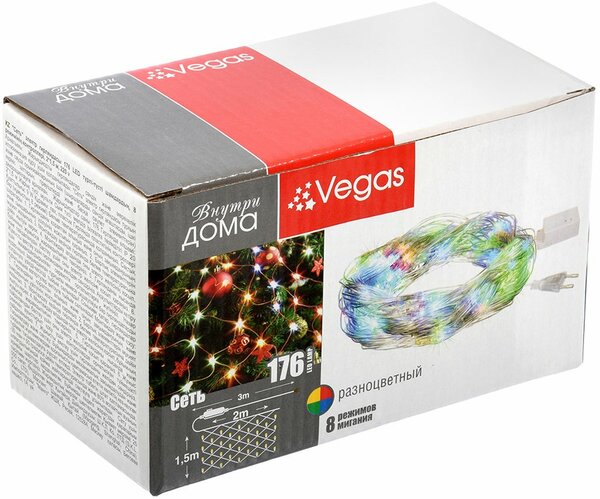 Гирлянда световая сетка Vegas Сеть 55073 176 LED (мульти)