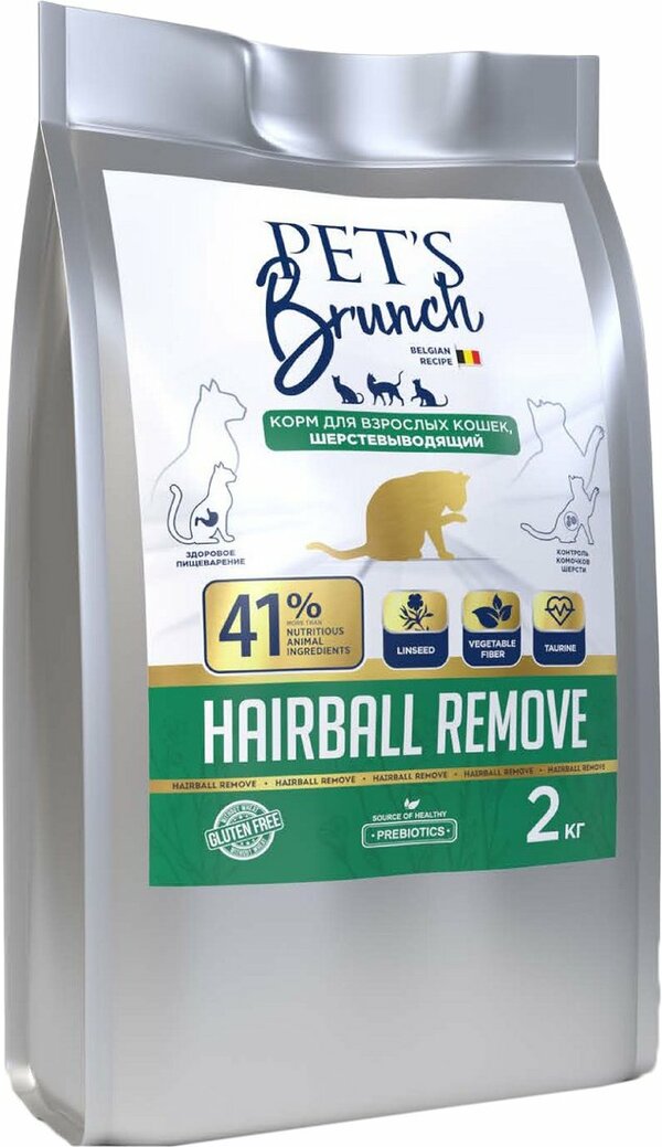 Сухой корм для кошек Pet's Brunch Adult Hairball Remove 2 кг