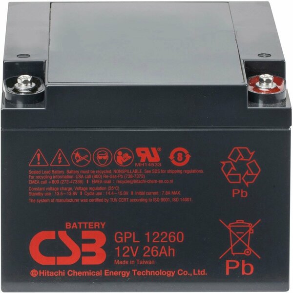 Аккумулятор для ИБП CSB Battery GPL12260 (12В/26 А·ч)