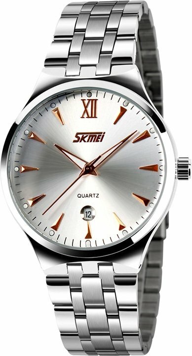 Наручные часы Skmei 9071 37 мм. (серебристый/розовое золото)
