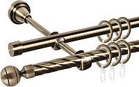 Карниз для штор АС ФОРОС Grace D16K/16Г составной + наконечники Шар ри