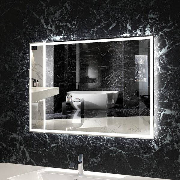 Пекам Зеркало LED Greta-90x80dpcl (взмах руки/подогрев/часы)