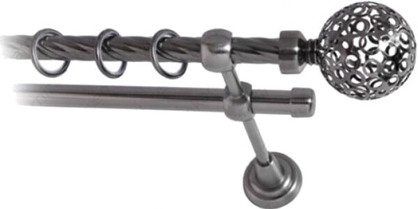 Карниз для штор Lm Decor Ажур (антрацит, витая, 3.6м 16мм, 2 ряда)