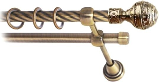Карниз для штор Lm Decor Ампир (антик, витая, 3.6м 16мм, 2 ряда)