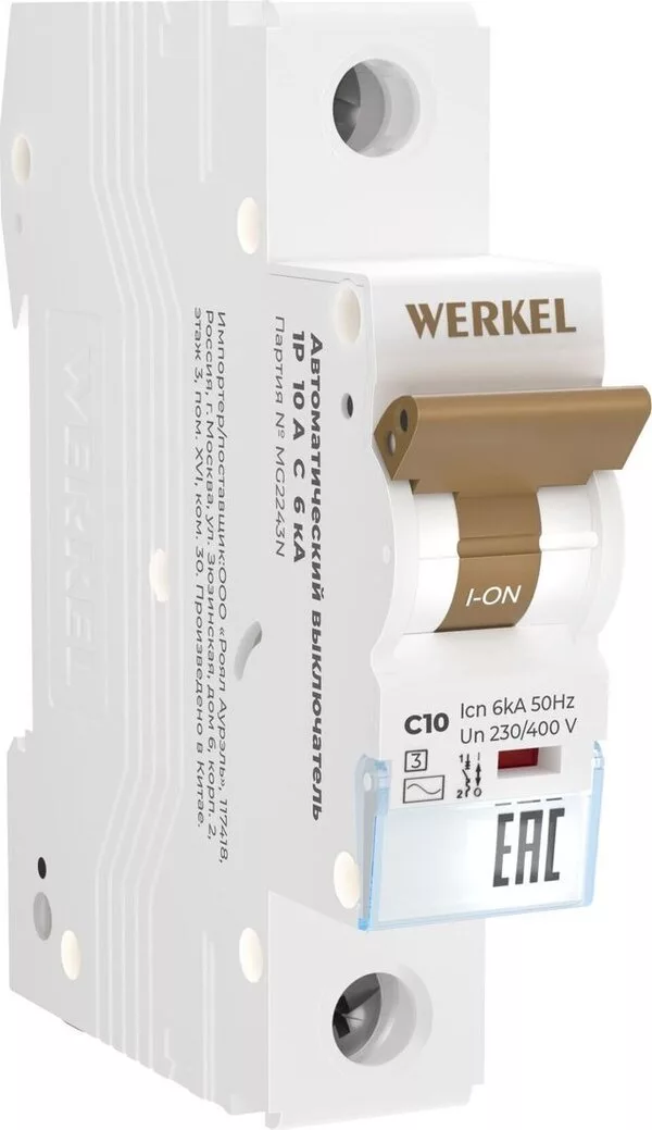 Выключатель автоматический Werkel 1P 10 A C 6 кА W901P106