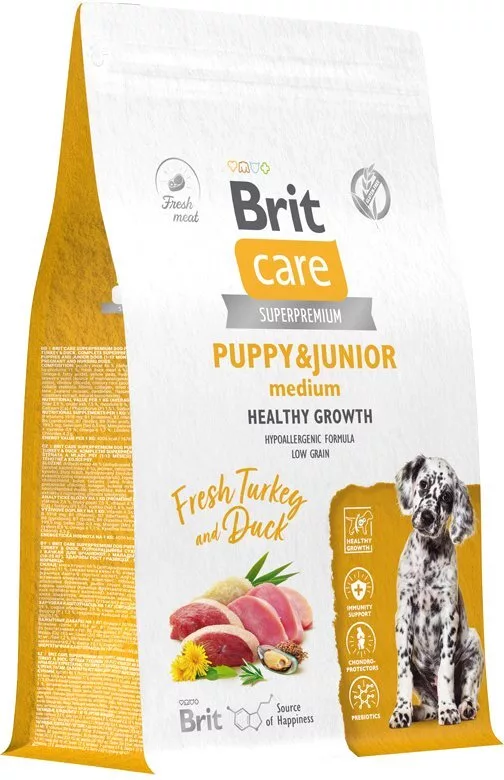 Сухой корм для собак Brit Dog Puppy&Junior Medium Healthy Growth с инд