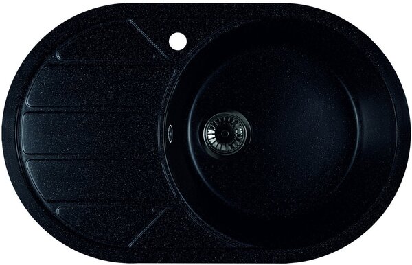 Кухонная мойка Marblan Elon R (черный,с сифоном)
