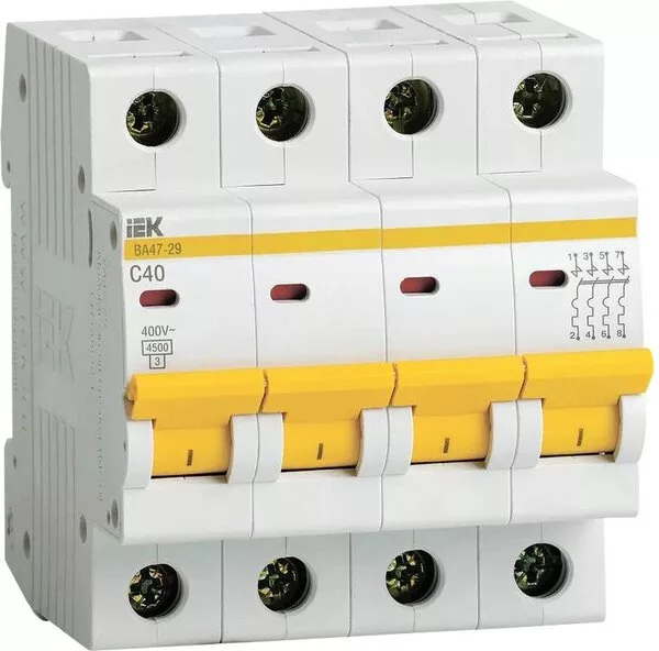 Выключатель автоматический IEK ВА 47-29 40А 4P 4.5кА С MVA20-4-040-C