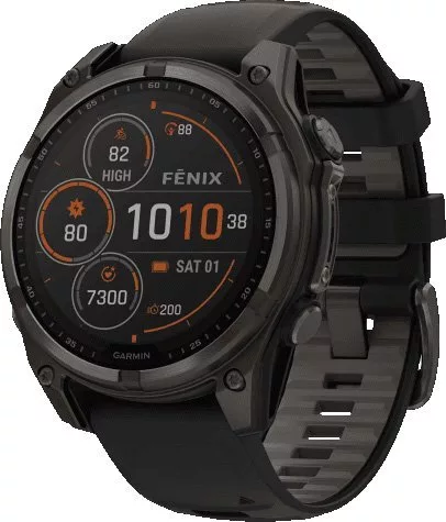 Умные часы Garmin Fenix 8 Solar, Sapphire 47мм (титановый угольно-серы