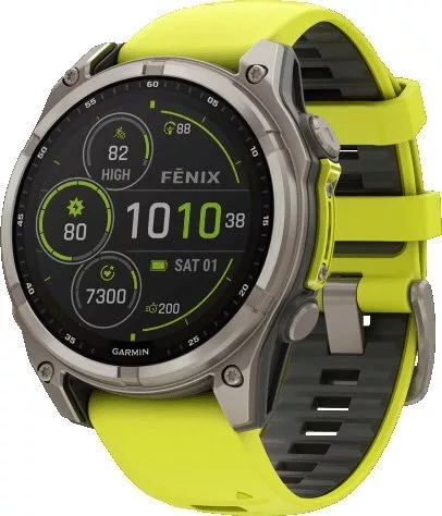 Умные часы Garmin Fenix 8 Solar, Sapphire 47мм (титановый серый с желт