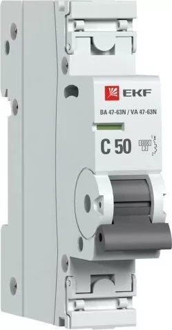 Выключатель автоматический EKF PROxima ВА 47-63N 1P 50А (C) 6кА M63615