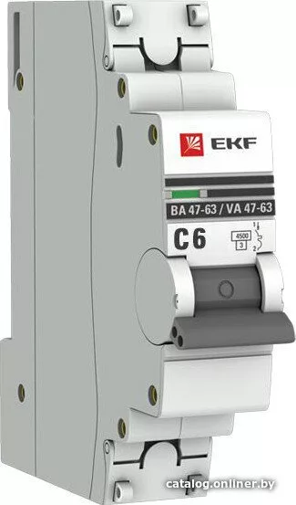 Выключатель автоматический EKF ВА 47-63 1P 6А (C) 4.5kA PROxima mcb476