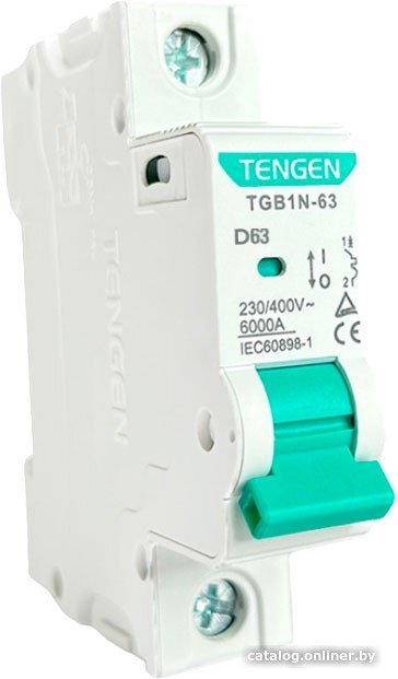 Выключатель автоматический Tengen TGB1N-63 1P 63A D 6kA 1M TGB1N-63-1-