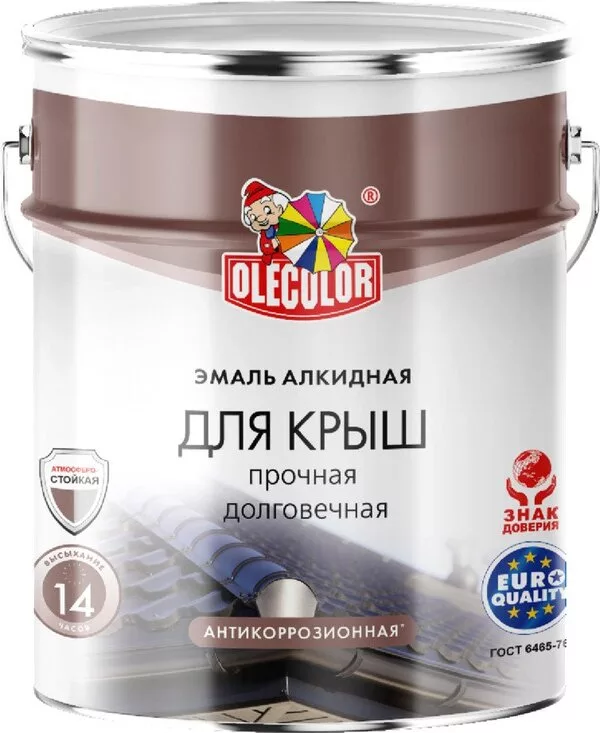 Эмаль Olecolor Алкидная для крыш 5 кг (вишневый)