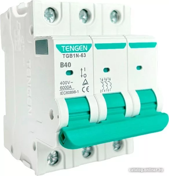 Выключатель автоматический Tengen TGB1N-63 3P 40A B 6kA 3M TGB1N-63-3-