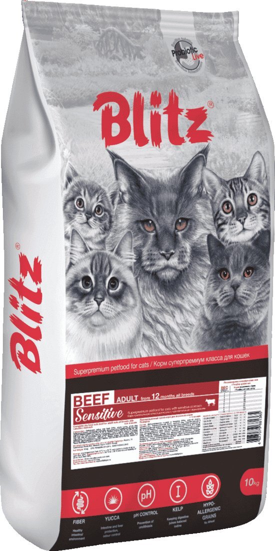 Сухой корм для кошек Blitz Sensitive Beef Adult All Breeds (с говядино