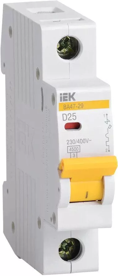 Выключатель автоматический IEK ВА 47-29 1Р 25А 4.5кА D MVA20-1-025-D