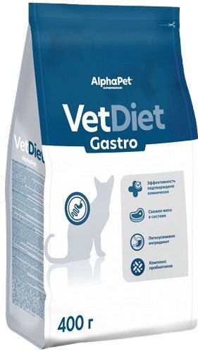 Сухой корм для кошек AlphaPet VetDiet Gastro для взрослых кошек 400 г