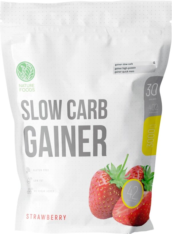 Гейнер Nature Foods Slow Carb Gainer (клубника, 1000 г)