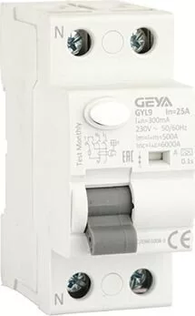 Устройство защитного отключения GEYA GYL9-2P-25A-300mA 2P 25A 6 kA 300