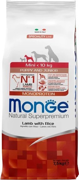 Сухой корм для собак Monge Speciality Line Monoprotein с ягненком и ри