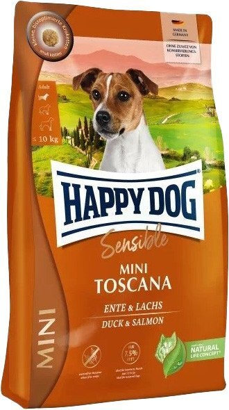 Сухой корм для собак Happy Dog Mini Toscana. Утка и лосось 61300 10 кг