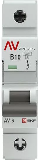 Выключатель автоматический EKF Averes AV-6 1P10A (B) 6kA mcb6-1-10B-av