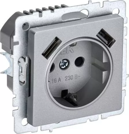 Розетка IEK Brite BR-R14-16-U21-D21-K47