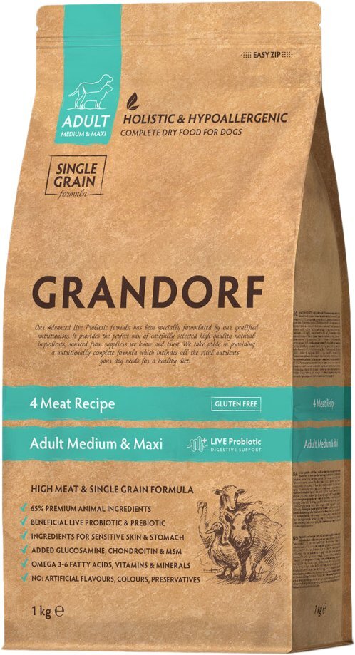 Сухой корм для собак Grandorf Adult Medium & Maxi Probiotic 4 Meat Rec