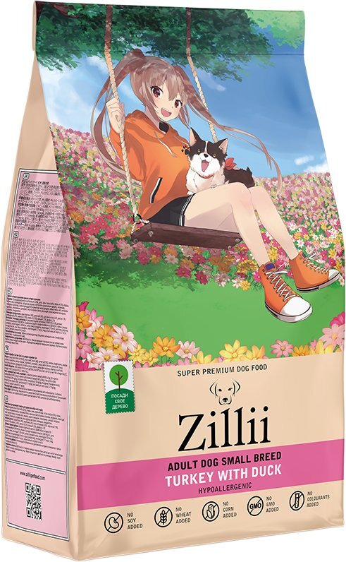 Сухой корм для собак Zillii Adult Dog Small Breed индейка с уткой 800 